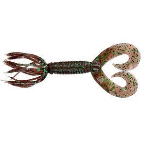 Gary Yamamoto Double Tail Hula Grub 5", Cinnamon w/Large Green,YAM-97-10-140