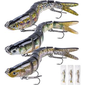 Goture Bass Fishing Lures, Lifelike Jointed Swimbait for Bass Trout Walleye Crappie Pike, Slow Sinking Segment Swimming Bait Fishing Lures for Freshwater and Saltwater, Fishing Gifts for Men