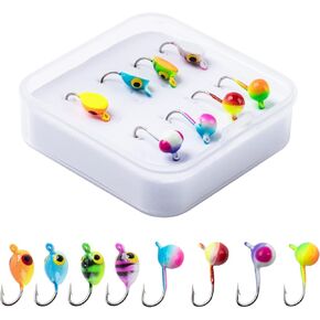 Goture Ice Fishing Jig Set Ice Fishing Lures for Panfish Crappie Sunfish Perch Walleye Pike Bluegill Sunfish Jig Head Hook Set