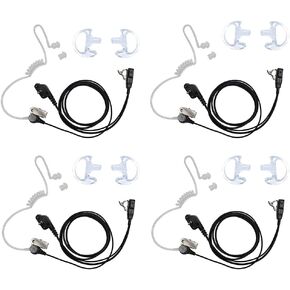 Walkie Talkie Acoustic Tube Earpiece Headset with PTT Mic for Yaesu Vertex Standard VX-261 VX-230 VX-231 VX-298 VX-350 VX-351 VX-180 EVX-531 2 Way Radio 4Pack