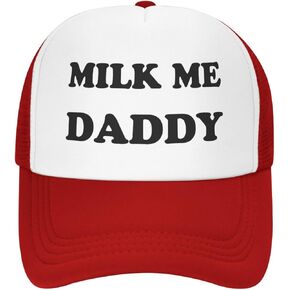 قبعة Milk Me Daddy قبعات سائقي الشاحنات المضحكة قبعة الصيد الكلاسيكية القابلة للتعديل للرجال والنساء باللون الأسود