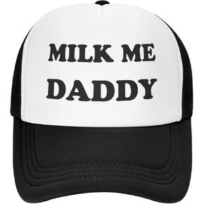 Milk Me Daddy Hat Funny Trucker Hats Adjustable Classic Fishing Cap for Men and Women Black