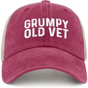 Grumpys Old Vet Trucker Hat Men Funny Mesh Cap for Summer