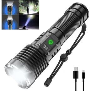 Flashlights High Lumens Rechargeable, 990000 Lumens Super Bright LED Flashlight, Powerful Tactical Flashlights, Brightest Waterproof Zoomable Handheld Flash Light High Powered for Camping Emergencies