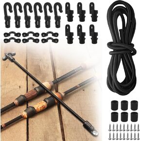 hlgree 9.8 أقدام قابل للتعديل حامل حزام قضيب الصيد، أشرطة حامل قضيب التعادل لأسفل مع حلقات سطح السفينة وسادة العين لصيد قوارب الكاياك، حزام عمود الصيد، قضيب تامر قضيب تثبيت حزام حفظ التعادل - 1/4 بوصة in Kuwait