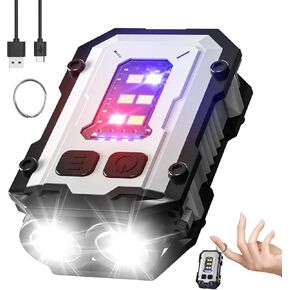 N11 Clip Magnetic Mini EDC Flashlight 1000 Lumens Keychain Flashlights 8 Modes Pocket Flash Light with White Red Blue Lights Small Flashlight for Camping,Running,Emergency,Hiking(Black)