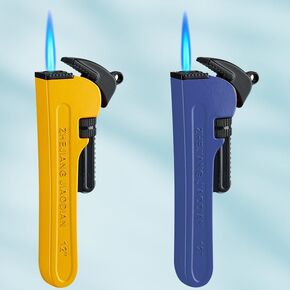2 Pack Red and Black Jet Torch Lighter,Refillable and Adjustable Lighters,Jet Flame Windproof Butane Torch Lighter,Cool,Birthday, Outdoor,BBQ,Candles (No Methane Gas)
