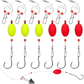 Dovesun Fish Finder Rig with Float 20.5" Surf Fishing Rigs 90LB Surf Fishing Tackle for Shark Bluefish Stripers 6PCS 5/0 8/0