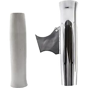 MARINE CITY Aluminum Flared Weld-on White Vinyl Insert Adjustable Fishing Rod Holder (Length: 10 Inches Dia.:1-7/8 Inches) for Marines – Boats – Ships – Yachts