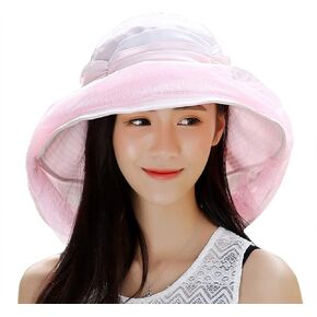 ITODA 360° Fishing Summer Hat with Visor Flap Women Detachable Sunhat Netting Face Cap