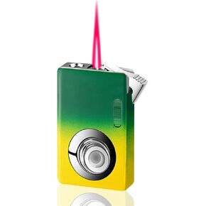 Cool Soft Flame Lighter, Jet Torch Lighter, LED Light Lighter, Butane Lighter with Visible Window, Windproof Red Flame Lighter, Butane Refillable Lighter, Unique Men's Lighter (No Gas) (Black)