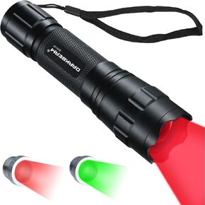 DARKBEAM Flashlight LED Green & Red Light, Powerful Redlight Portable Tactical Focusable Flashlights Water-Resistant to Keep Night Vision, for Fishing Hunting, Astrophotography, Stargazin