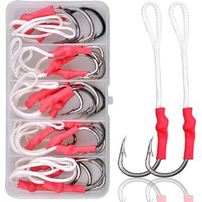 Assist Fishing Hook Kit,20pcs/25pcs Stainless Steel Fishing Jigging Hooks with PE Line Vertical Butterfly Assist Hook for Slow Pitch Jigs