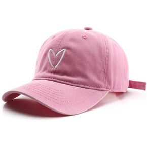 Distressed Baseball Cap for Women Vintage Washed Cotton Heart Embroidered Adjustable Dad Hat