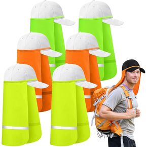 Janmercy 6 Pcs Reflective Sun Protection Neck Drape UV Hat Drape Face Cover for Women Men Outdoor Sports