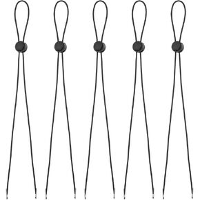 Set of 5 Black Hat Flexible Removable Chin Cord Windproof Strap Clip Adjustable Cord Fastener for Golfing, Fishing, Boating, Sailing, and Other Sports Fishing Hats Accessories