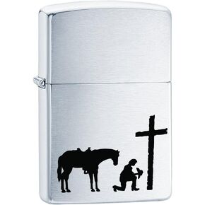 Zippo Lighter: Praying Cowboy - Brushed Chrome 75744