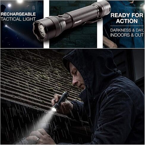 Energizer TAC500 Rechargeable LED Flashlight (2 Pack), Super Bright LED Light for Outdoor and Emergency Use, Durable IPX4 Water Resistant Rechargeable Flashlight, Includes Micro-USB Charging Cord in Saudi Arabia