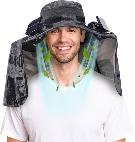 Chuarry Wide Brim Sun Hat with 2 Fan in Kuwait