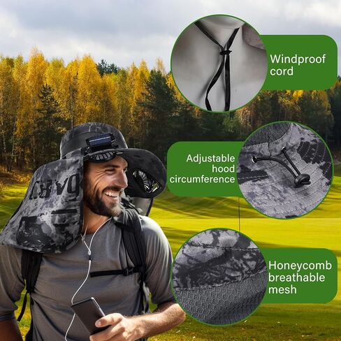 Chuarry Wide Brim Sun Hat with 2 Fan in Kuwait