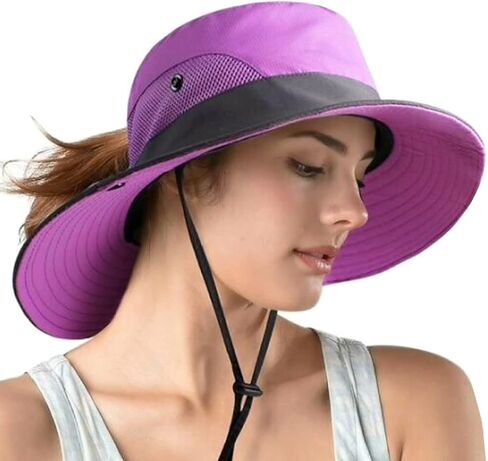 WITERY Women's Outdoor Summer Sun UV Protection Cap Foldable Mesh Wide Brim Hats for Beach Safari Fishing in Saudi Arabia