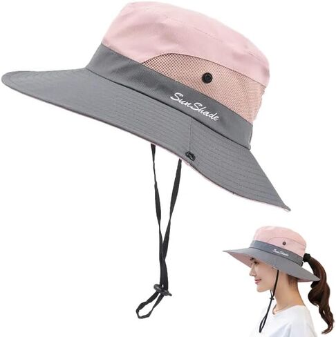 WITERY Women's Outdoor Summer Sun UV Protection Cap Foldable Mesh Wide Brim Hats for Beach Safari Fishing in Saudi Arabia