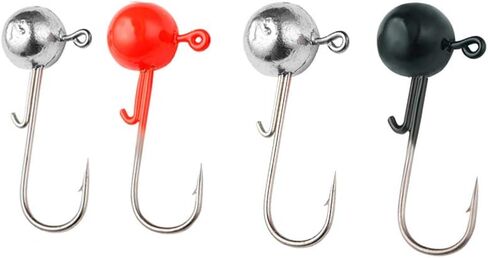 JOHNCOO Mushroom Style Jig Heads Lead Hook with 3D Redfish Eyes Treble Hooks Luminous Round Jig Head Fishing Hooks Kit for Trout Bass Mixed Weights Fishing Hooks Set in Saudi Arabia