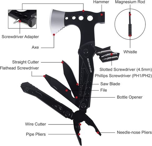 هدايا للأب من ابنته، أدوات النجاة الكل في واحد، ملحقات التخييم متعددة الأدوات، مطرقة الفأس، عيد ميلاد الأب، عيد الميلاد، عيد الشكر، أفكار هدايا للرجال الأب، ATH-702 in Kuwait