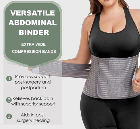 Abdominal Binder Post Surgery - Postpartum Belly Band Wrap | Post C Section Belly Binder Recovery Belt | Stomach Compression Hernia Belt For Men or Women After Pregnancy, Hysterectomy (Small/Medium) in Kuwait