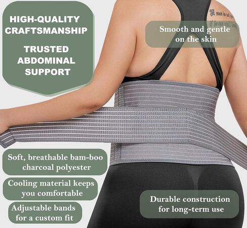 Abdominal Binder Post Surgery - Postpartum Belly Band Wrap | Post C Section Belly Binder Recovery Belt | Stomach Compression Hernia Belt For Men or Women After Pregnancy, Hysterectomy (Small/Medium) in Kuwait