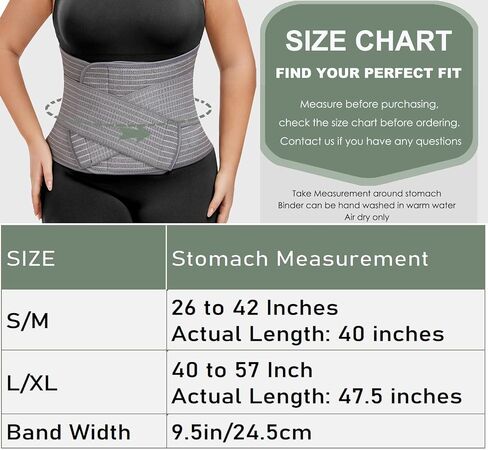 Abdominal Binder Post Surgery - Postpartum Belly Band Wrap | Post C Section Belly Binder Recovery Belt | Stomach Compression Hernia Belt For Men or Women After Pregnancy, Hysterectomy (Small/Medium) in Kuwait