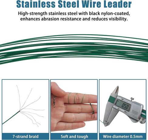 60pcs Fishing Leaders,14.7cm/20cm/24.7cm Stainless Steel Leader Line Wire Heavy Fishing Wire Leader with Barrel Swivel Duo Lock Snaps Connecting Fishing Tackle Lure or Hook in Saudi Arabia