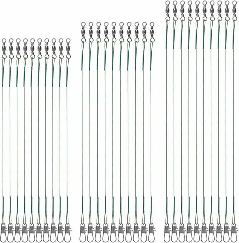 60pcs Fishing Leaders,14.7cm/20cm/24.7cm Stainless Steel Leader Line Wire Heavy Fishing Wire Leader with Barrel Swivel Duo Lock Snaps Connecting Fishing Tackle Lure or Hook in Saudi Arabia