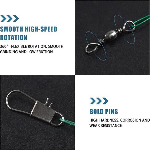 60pcs Fishing Leaders,14.7cm/20cm/24.7cm Stainless Steel Leader Line Wire Heavy Fishing Wire Leader with Barrel Swivel Duo Lock Snaps Connecting Fishing Tackle Lure or Hook in Saudi Arabia
