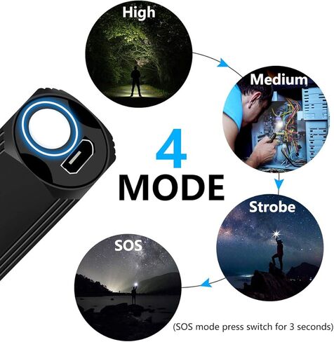Mini Flashlight,Small Led Flashlight,Samll Handheld Rechargeable Mini EDC Flash Lights Tactical 4 Modes Waterproof Pocket Torch for Camping,Outdoor, Emergency, BigCheck Mini Flashlights【3 Pcs】 in Saudi Arabia