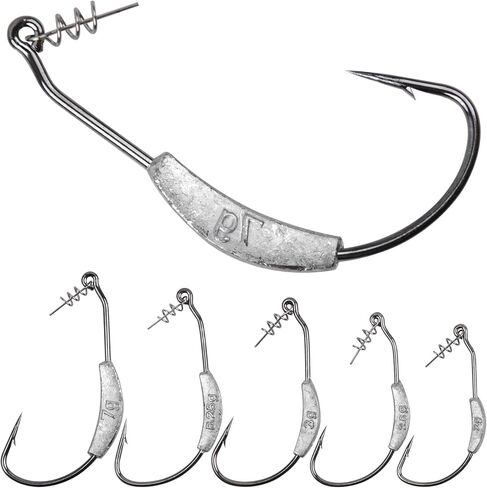 Weighted Swimbait Hooks, Swimbait Jig Heads with Twist Lock, Bass Fishing Hooks Soft Plastic Worm Weighted Fishing Hooks 1/0 2/0 3/0 4/0 5/0 in Saudi Arabia