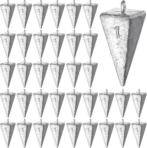 36 Pcs 1oz Pyramid Sinkers Fishing Weights Saltwater Fishing Weights Sinkers Fishing Gear Tackles for Ocean Saltwater Surf in Saudi Arabia