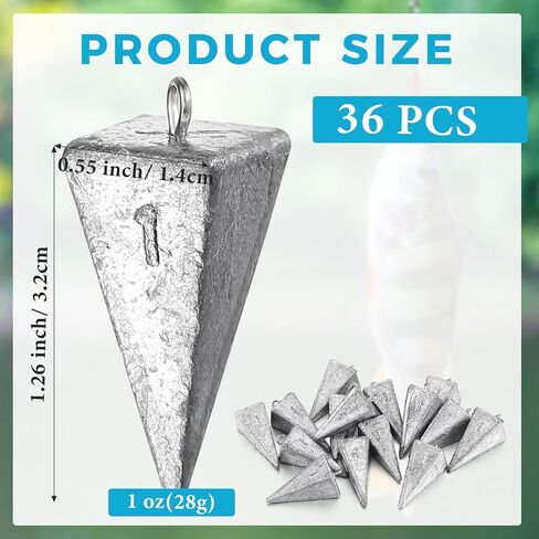36 Pcs 1oz Pyramid Sinkers Fishing Weights Saltwater Fishing Weights Sinkers Fishing Gear Tackles for Ocean Saltwater Surf in Saudi Arabia
