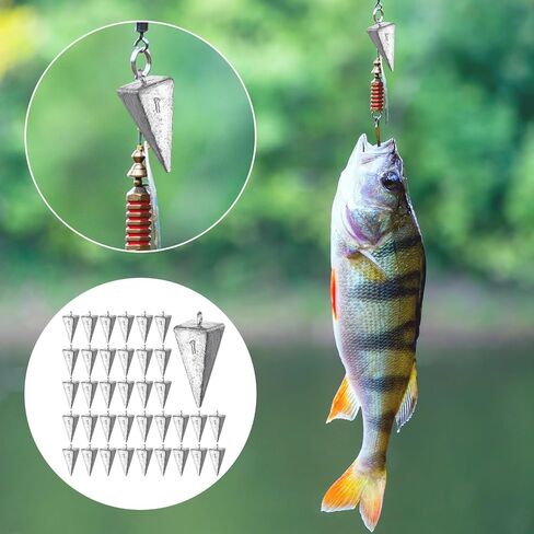 36 Pcs 1oz Pyramid Sinkers Fishing Weights Saltwater Fishing Weights Sinkers Fishing Gear Tackles for Ocean Saltwater Surf in Saudi Arabia