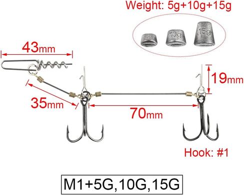 Fishing Hook Pike Stinger Rigs Multi-Depth Screw Rigging Kit with Sinker Weight for soft bait fishing lure swimbait shad in Saudi Arabia
