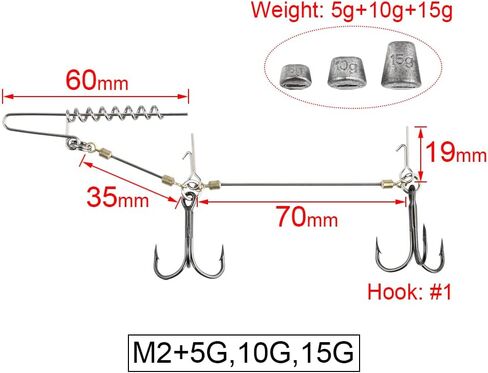 Fishing Hook Pike Stinger Rigs Multi-Depth Screw Rigging Kit with Sinker Weight for soft bait fishing lure swimbait shad in Saudi Arabia