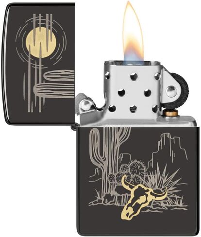 Zippo Western Design High Polish Black Pocket Lighter in Saudi Arabia