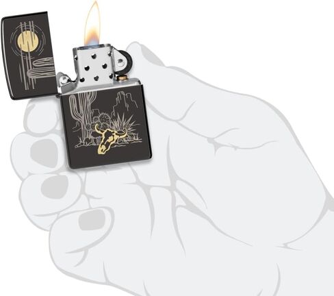 Zippo Western Design High Polish Black Pocket Lighter in Saudi Arabia