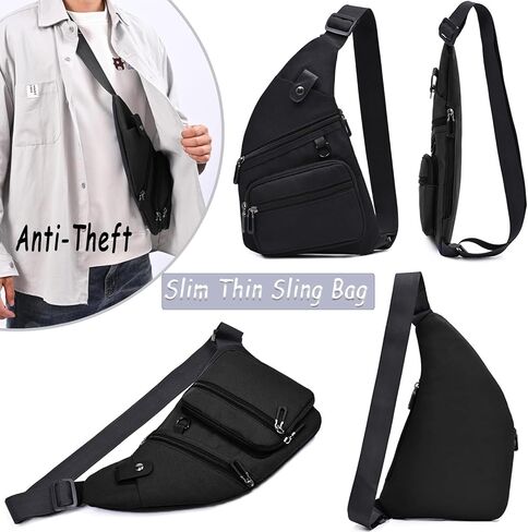 Sling Bag Anti-Thief Crossbody Chest Shoulder Bag for Men Women Slim Personal Pocket Travel Bag for Hiking Backpack in Saudi Arabia