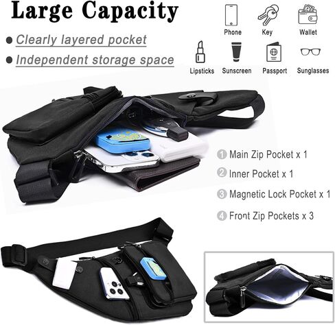 Sling Bag Anti-Thief Crossbody Chest Shoulder Bag for Men Women Slim Personal Pocket Travel Bag for Hiking Backpack in Saudi Arabia