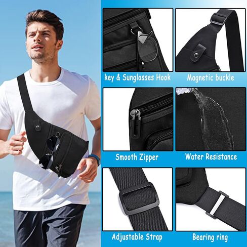 Sling Bag Anti-Thief Crossbody Chest Shoulder Bag for Men Women Slim Personal Pocket Travel Bag for Hiking Backpack in Saudi Arabia