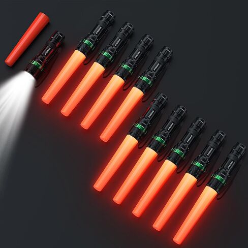 2 Pack Traffic Wand, 11 Inch LED Traffic Flashlight Wand, Small Orange Safety Baton with for 5 Flashing Modes, Air Traffic Control Wands for Airport, Parking, Car Directing in Saudi Arabia