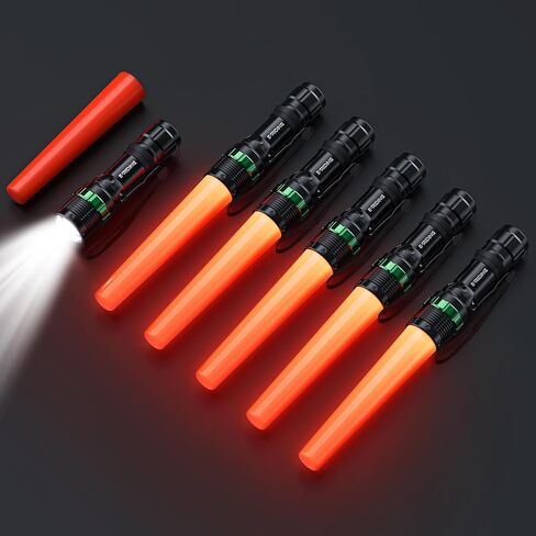 2 Pack Traffic Wand, 11 Inch LED Traffic Flashlight Wand, Small Orange Safety Baton with for 5 Flashing Modes, Air Traffic Control Wands for Airport, Parking, Car Directing in Saudi Arabia