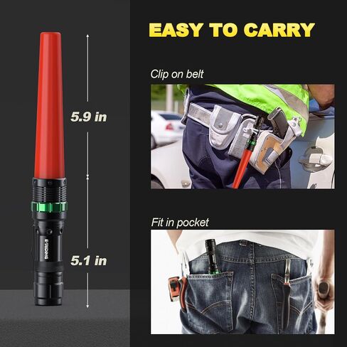 2 Pack Traffic Wand, 11 Inch LED Traffic Flashlight Wand, Small Orange Safety Baton with for 5 Flashing Modes, Air Traffic Control Wands for Airport, Parking, Car Directing in Saudi Arabia