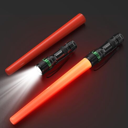 2 Pack Traffic Wand, 11 Inch LED Traffic Flashlight Wand, Small Orange Safety Baton with for 5 Flashing Modes, Air Traffic Control Wands for Airport, Parking, Car Directing in Saudi Arabia